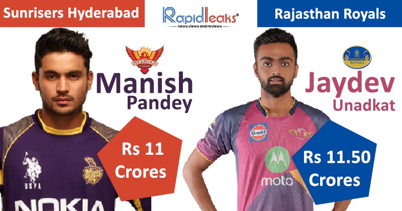 IPL Auction 2018 Jayadev Unadkat Manish Pandey