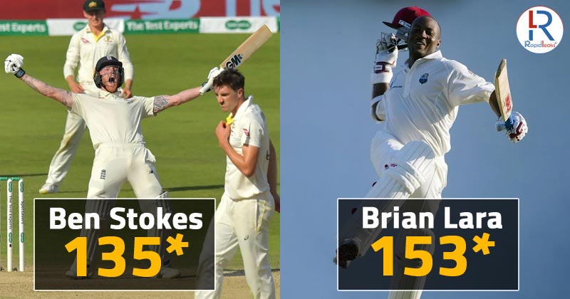 ben stokes 135 vs brian lara 153