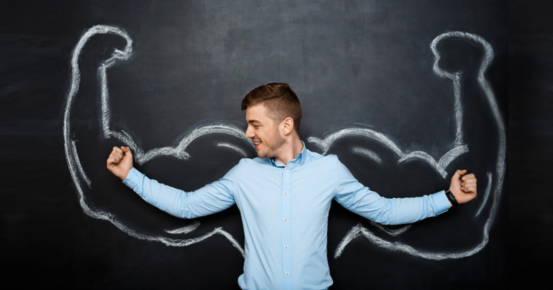 Skinny Man Posing Against Fake Muscles | Foods to Gain Weight Quickly