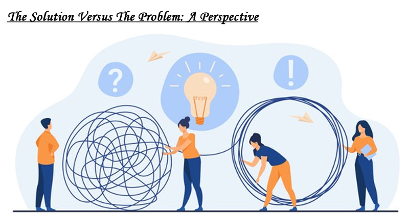 A vector depicting situation with both its solution and the actual problem | Solution vs Problem