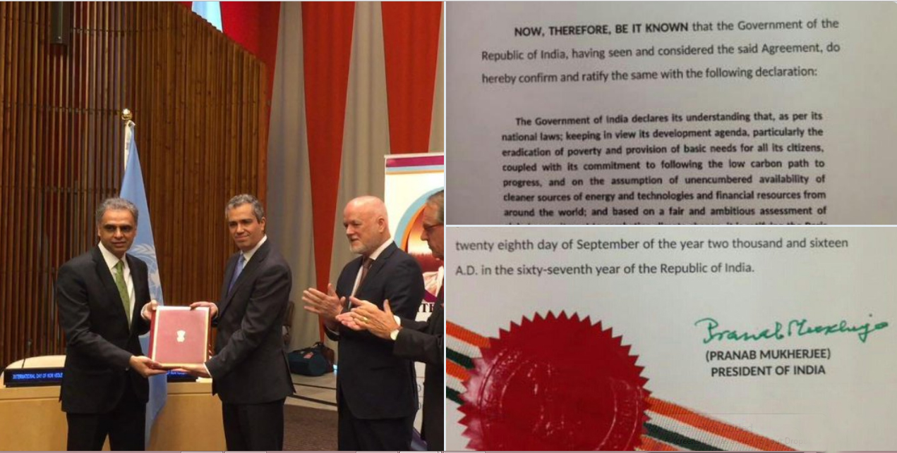 Paris Climate Deal Ratified by India at UN