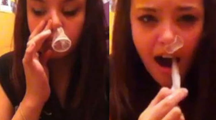 Snorting Challenge With Condom Snorting Challenge, Stupidity Hit A New Low On The Internet